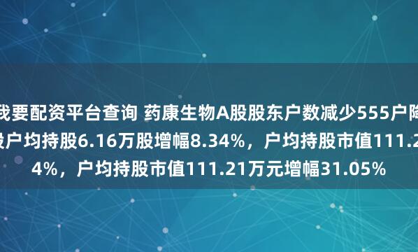 我要配资平台查询 药康生物A股股东户数减少555户降幅7.69%，流通A股户均持股6.16万股增幅8.34%，户均持股市值111.21万元增幅31.05%